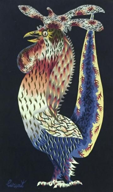 null Jean LURÇAT (1892-1966) 
"COQUELET"
Tapisserie en laine de couleur signée dans...