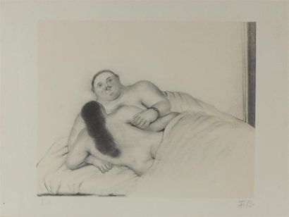 null Fernando BOTERO (1932) 
"Le couple" 
Lithographie, signée en bas à droite et...