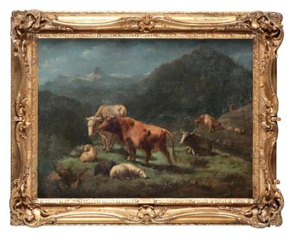 null Eugène VERBOECKHOVEN (1798/99-1881) 
"Paysage de Montagne" 
Huile sur toile....