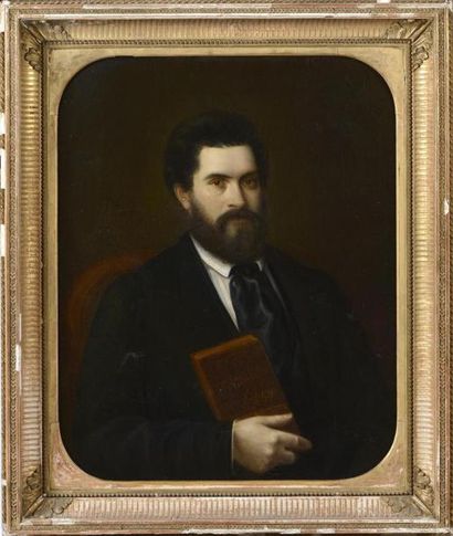 null POUILLIE (XIXe)
« Portrait d'un homme de lettres»
Huile sur toile, porte une...