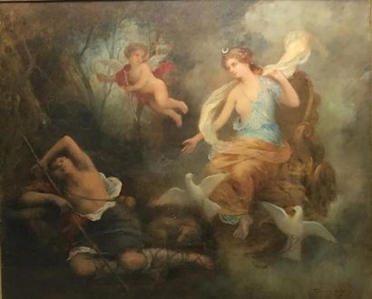 null François LAFON (1846-c.1920) "Le sommeil d'Andymion" Huile sur toile, signée...