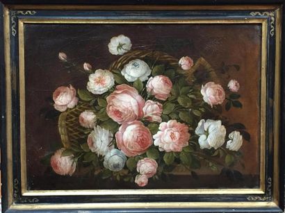 null ECOLE FRANCAISE DU XIXe
"Bouquet de roses"Huile sur toile. 49.5 x 70 cm