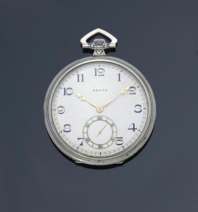 null ZENITH. MONTRE à gousset, chronomètre en métal argenté, circa 1930