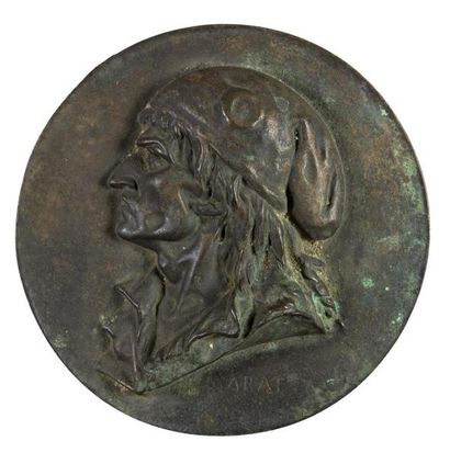 null ECOLE DU XIXe "Marat" Médaillon en bronze. Diam. 21,5cm
VENDU AU FRAIS JUDICIAIRES...