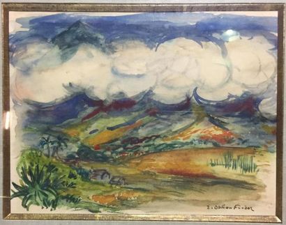 null Emile Othon FRIESZ (1879-1949) 
Paysage valloné
Aquarelle, signée en bas à droite....
