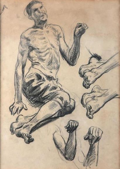 null Maximilien LUCE (1858-1941) "Etude" Crayon noir, signé en haut à gauche. 38...