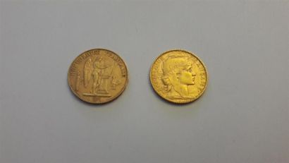 null 2 pièces de 20 fr or de 1896 et 1905. P: 12,8 g