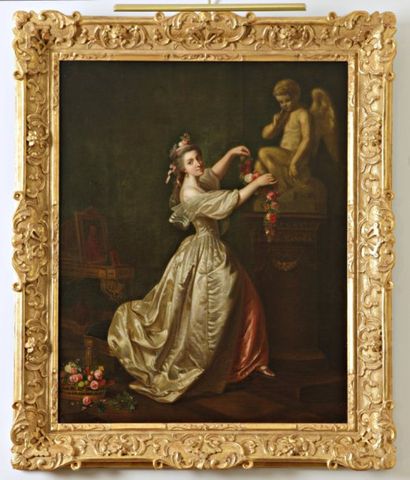 GERARD Marguerite (Ecole de) - 1760 - 1837 "L'Offrande à l'Amour", Huile sur toile,...
