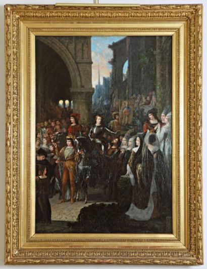 NAVLET Joseph - Châlons sur Marne 1821 - Paris 1887 "L'Entrée de Jeanne d'Arc à Orléans",...