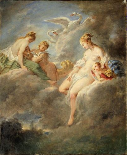 ECOLE FRANCAISE du XIXe siècle " Vénus et l'Amour" Huile sur toile, 45,5 x 38 cm