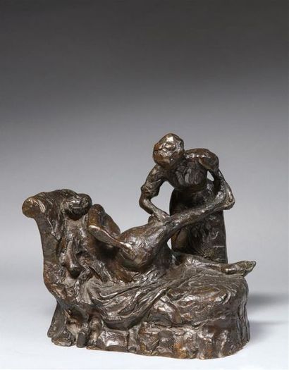 null D'après Edgar DEGAS (1834-1917)
« La masseuse»
Reproduction en bronze à patine...