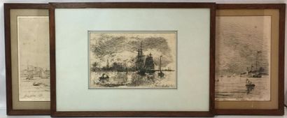 null Johan-Barthold JONDKING (1819-18891)
"Soleil couchant, port d'anvers, 1868"
Eau-forte...