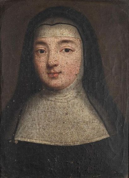 null ECOLE FRANCAISE du XVIIIe "Portrait de religieuse" Huile sur toile. 23 x 17...