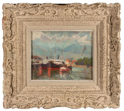 null Robert Antoine PINCHON (1886- 1943) "Port" huile sur toile, signée en bas à...