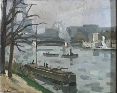 null Louis Robert ANTRAL (1895-1939) "La Seine au pont de Passy (Bir Hakeim) vue...