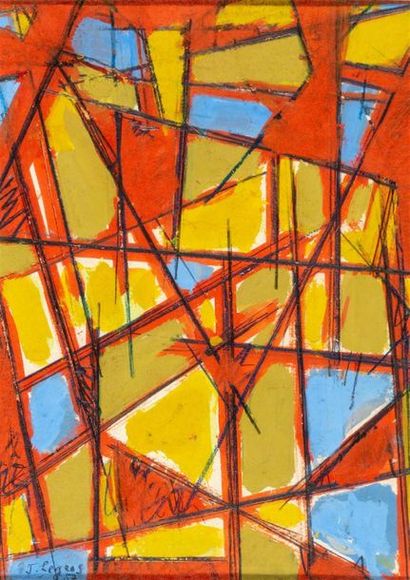 null Jean LEGROS (1917-1981) "Abstraction" Gouache et crayon sur papier, signé en...