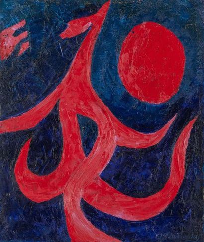 null Jacqueline PAVLOWSKY (1921-1971) "CAP - Signe abstrait" Huile sur toile signée...