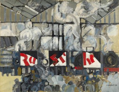 null Maurice GASQUET (né en 1931) "La Gare Saint Lazare" Huile sur toile signée en...