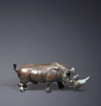 null SHIH LI-JEN (né à Taiwan en 1955)
" Grand Rhinocéros "
Epreuve en Bronze à patine...