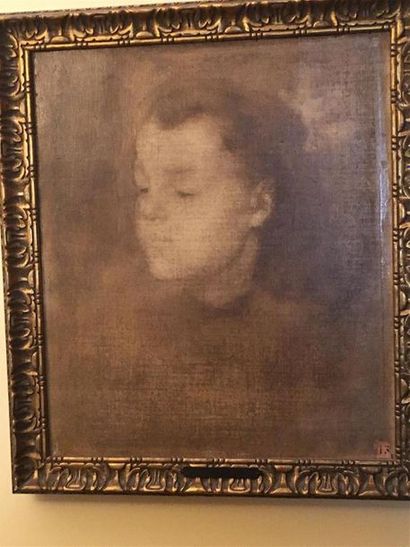 null Eugene CARRIERE (1849-1906) "Tête de garçonnet" Huile sur toile signée en bas...