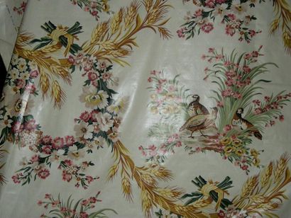 De la manufacture EDMOND PETIT Percale « les perdrix », Hamot, style des années 1770,...