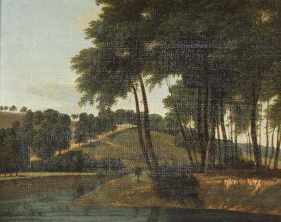 BERTIN Jean Victor (1775-1842) «Paysage d'Ile de France» Huile sur toile, vers 1820....