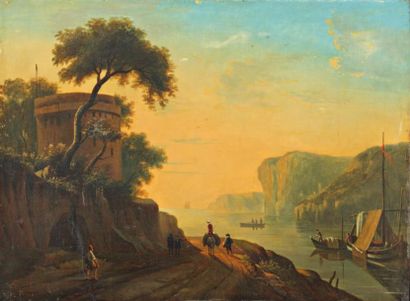 BUISSON E. «Paysage d'Italie» Huile sur toile, signée en bas à gauche. 56 x 70 cm...