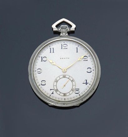 null ZENITH. MONTRE à gousset, chronomètre en métal argenté, circa 1930