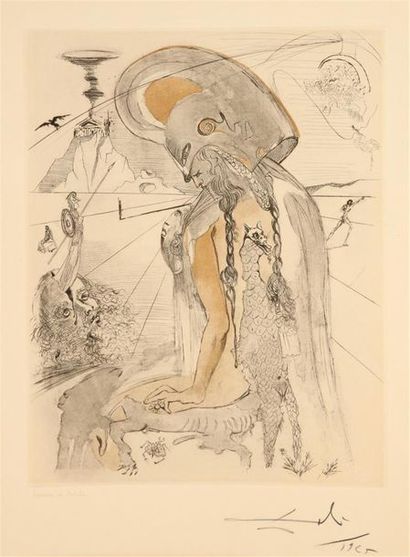 null Salvador DALI (1904-1989)
« Athéna » 
Lithographie signée, E.A, reflet cuivré.
76...