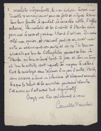 null MAUCLAIR Camille (1872-1945), poète et romancier.
Lettre autographe signée adressée...