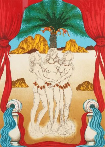 null Salvador DALI (1904-1989)
« Les 3 Grâces d'Hawaï » 
Lithographie, 1978. Signée...