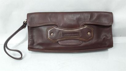 null LONGCHAMP, Pochette en cuir brun 