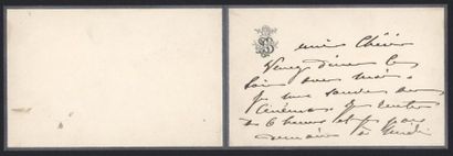 null Sarah BERNHARDT Rosine Bernard dite (1844-1923). Tragédienne.
Carte autographe...