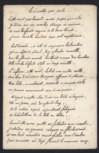 null ROLLINAT Maurice (Châteauroux 1846-1903), poète.
Manuscrit autographe signé...