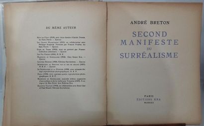 null André BRETON.
Second Manifeste du Surréalisme.
P., Kra, 1930, in-4 broché. Edition...