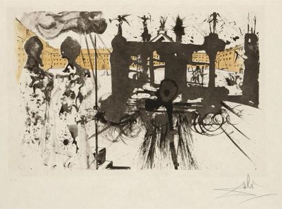 null Salvador DALI (1904-1989)
« Le Portique » 
Eau-forte,E.A. 1971. 
35 x 52,2 cm....