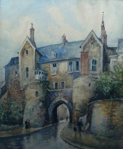 Frank WILL (1900-1951) La Porte Gayole à Boulogne sur mer, aquarelle et crayon, signé...