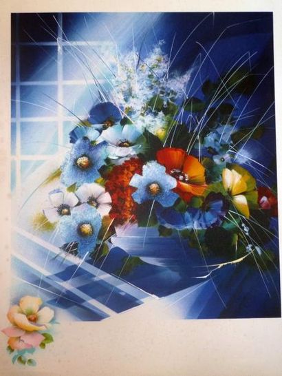 POLET (XXe) Composition florale
Lithographie couleur. Rousseurs.
75,6 x 56 cm