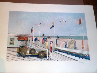 Ramon DILLEY (né en 1933) Les planches à Deauville
Lithographie, signée en bas à...