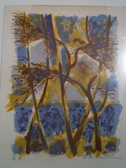 Maurice-Elie SARTHOU (1911-2000) Paysage aux arbres
Lithographie, signé en bas à...