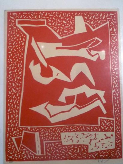 Alberto MAGNELLI (1888-1971) Composition rouge
Lithographie, signée en bas à droite,...
