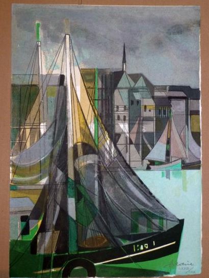 Camille HILAIRE (1916-2004) Port breton
Lithographie sur papier Japon, signée en...