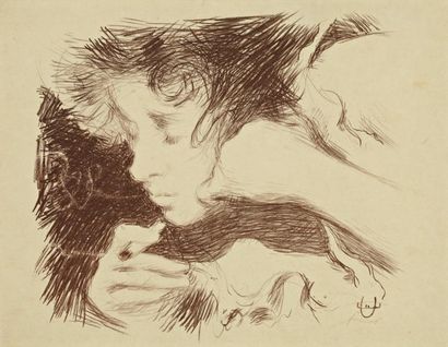 Edouard CREBASSA (1870-1912) « Fumeuse ou Intimité », Lithographie, daté 1895, monogrammée...
