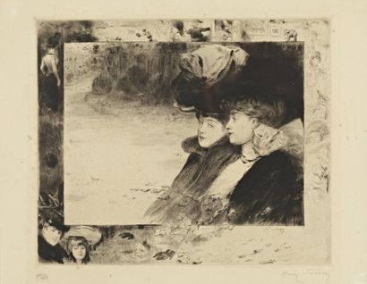 Henry SOMM (1844-1907) « Deux Femmes », Estampe , cachet en bas à gauche, signé en...