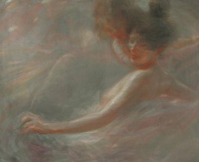 George PICARD (1857-1946) « Femme au chignon », pastel, 66 x 81 cm (à vue). Provenance:...