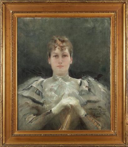 George CLAIRIN (1843-1919) « Mme Legendre », Huile sur toile, signé en bas à droite,...