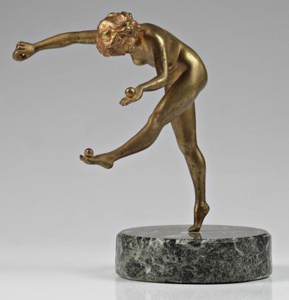 Claire Jeanne Roberte COLINET (1880-1950) « Danseuse aux sphères », Epreuve en bronze...