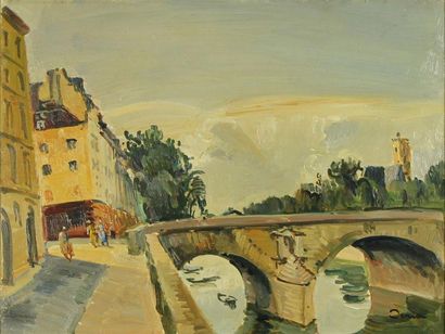 Edmond CERIA (1884-1955) « Paris, le Pont Marie », Huile sur panneau, signée en bas...