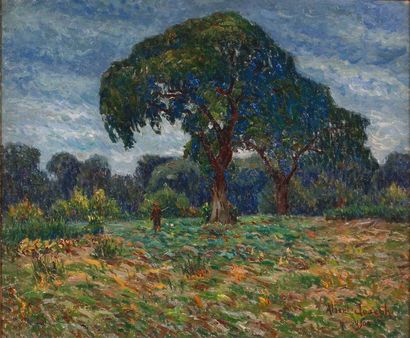 Albert JOSEPH (1868-1952) « Chasseur dans la campagne creusoise », Huile sur toile,...