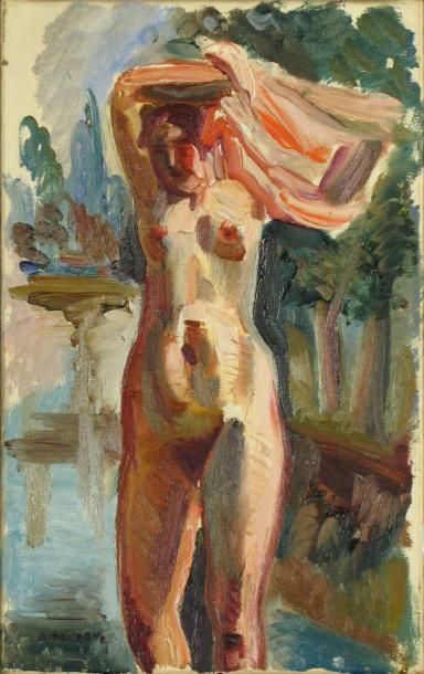 André FAVORY (1888-1937) « Baigneuse », Huile sur toile, signée en bas à gauche,...